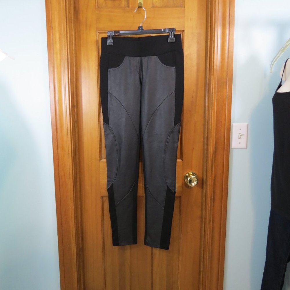 The Impeccable Pig Faux Leather Inset Black Leggings/Pants